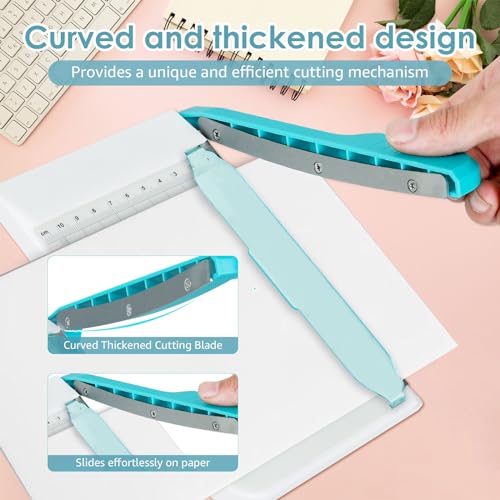 Guillotine Paper Cutter, 6 Inch Cut Length Small Paper Cutter, Non Slip Paper Trimmer Compact and Portable Curved Strip Paper Cutters for Cutting Coupon Craft Paper Card and Photo