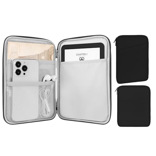 MoKo 6-7" eReader Sleeve Bag for 7" ereader Colorsoft Signature Edition, All-New 6" ereader 11th Gen 2022/10th Gen 2019/8th Gen 2016, 6.8" ereader Paperwhite 11th/10th Gen 2021/2018, Black - color: Black, size: 6-7 inch
