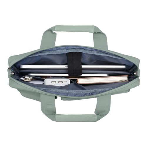 MOSISO Laptop Shoulder Bag 15.6 inch, 15-15.6 inch Computer Bag | Compatible with MacBook Pro 16 inch, HP, Dell, Lenovo with 2 Raised&1 Flapover&1 Horizontal Pocket&Handle&Belt, Antique Green - color: Antique Green, size: 16 inch