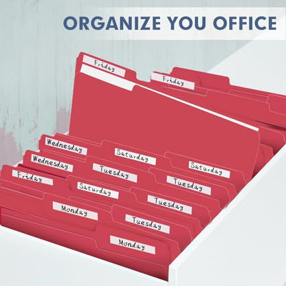 File Folder, PANDRI 120 Pack File Folder, 1/3 Cut Tab, Letter Size, Filing Folder for Office School Business, Red - color: Red