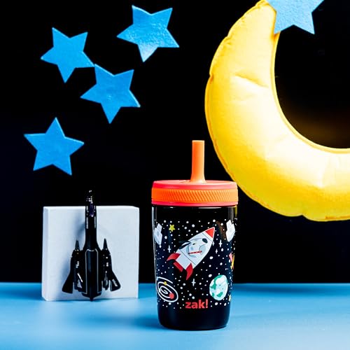 Zak Designs Kelso Toddler Cups For Travel or At Home, 12oz Vacuum Insulated Stainless Steel Sippy Cup With Leak-Proof Design is Perfect For Kids (Spaceships) - color: Spaceships