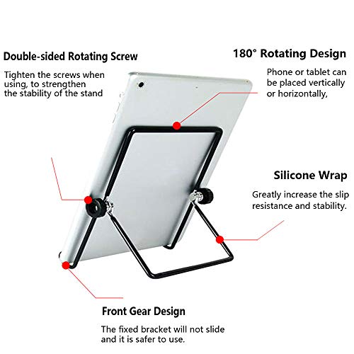 VOVIGGOL Adjustable Tablet Stand Holder 2 Pack, Non-Slip Foldable Holder Cradle Fit for 9-12.9" Tablets, iPad, Samsung and Kindle Fire, Display Stand Picture Frame Stand for Photos (2 Large Black)