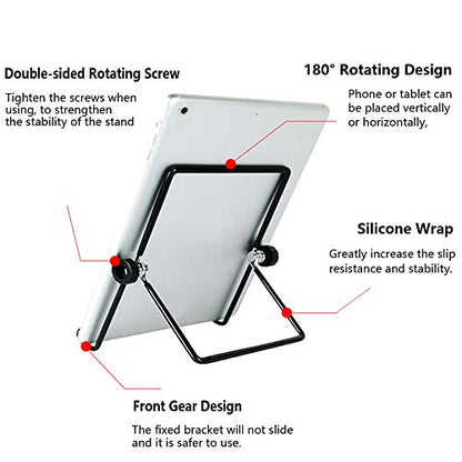 VOVIGGOL Adjustable Tablet Stand Holder 2 Pack, Non-Slip Foldable Holder Cradle Fit for 9-12.9" Tablets, iPad, Samsung and Kindle Fire, Display Stand Picture Frame Stand for Photos (2 Large Black)