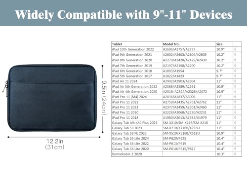TiMOVO 9-11" Tablet Sleeve with Pocket for iPad A16 Tab, Indigo | Protective Sleeve with Front Pocket, Fits iPad 11" A16 2025, 10th Gen 10.9", 10.2", Air 11/5th/4th Gen, Tab A9+ 11" - color: Indigo