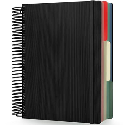 EUSOAR Graph Spiral Notebooks, A4 9.25" x 11.7" Large 3 Subject Notebook Journal, Grid Graph Ruled Paper Composition Notebook 240 Pages with Pocket for Math, Science and Engineering Students - color: Black, style: A4 Graph