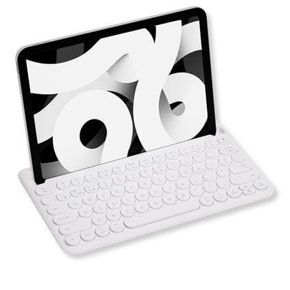 Macally Bluetooth Keyboard for Tablet | Wireless Keyboard for iPad mini/Air/Mini, iPhone (Multi-Device, Built-in Stand, Rechargeable) Easy to Use and Cute Portable - White - color: White