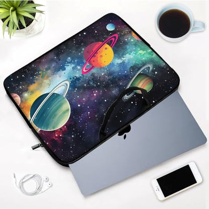 Laptop Sleeve Bag with Handle Computer Protective Soft Cover Case for 14 Inch 13 Inch Laptop,Colorful Planet - color: Colorful Planet