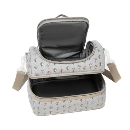 Insulated Kids Dual Compartment Lunch Bags Tote for Girls Boys Toddler Lunch Boxes Pre-School Toddler Kindergarten Picnic Camp Food Cooler Thermal with Strap (Z Blue Floral) - color: Z Blue Floral