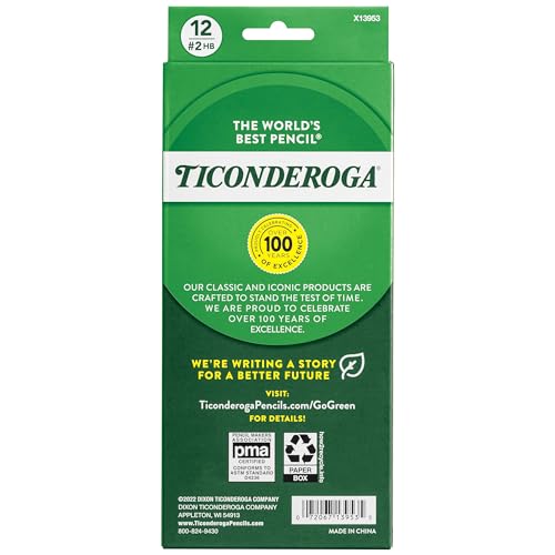 Ticonderoga Pencils, Wood-Cased Graphite, #2 HB Soft, Black (13953) (Pack of 6, 72 Count Total) - size: 12 Count (Pack of 6)