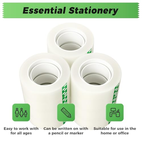 SWRT Invisible Tape Refills, 12 Rolls, 3/4 in x 800 in, Matte Finish | Blends into Paper; Easy to Write On; Neat Paper Repairs; Quick Label Fixes; Fits Tape Dispensers; Office, School, Home - size: 12-ROLL REFILLS