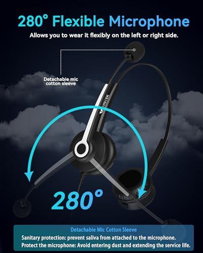 Voistek USB Headset with Microphone for PC, Computer Headset with Noise Cancelling Mic, Mute & Volume Control, Wired Headset for Work, Zoom, Teams, Online Meetings, Home Office - color: Black