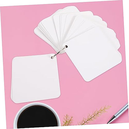 STOBOK Blank Flash Cards with Binder Rings Pre-hole Punched Notecards for Studying Note-taking and Daily Planning and Lightweight Multipurpose Notecards - size: 9.8X9.8X0.01CM