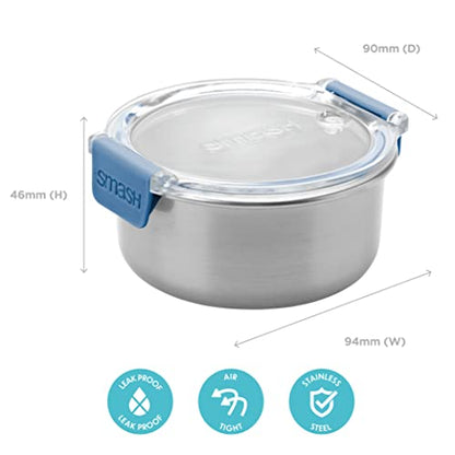 Smash Stainless Steel Snack Pot, Blue, 200 ml/ 6.7oz Capacity (Pack of 2) - color: Blue, size: 2 x 200 ml (6.7 fl oz)