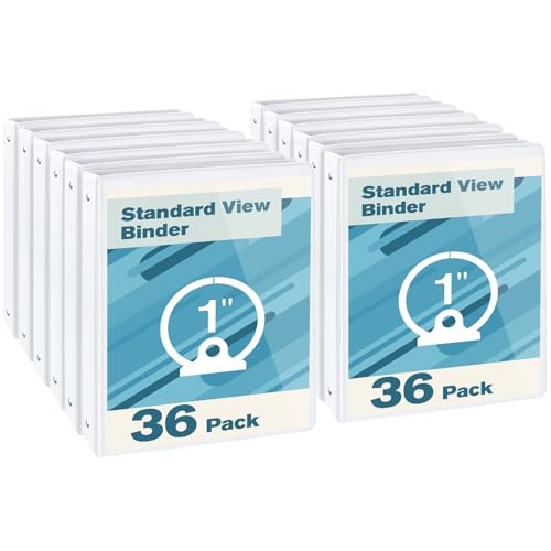 CIXILDTS 1-inch Round Ring Binder, Durable 1" 3 Ring Binder Fit Letter Size Paper, White, 36-Pack - color: White, size: 1", style: 36-Pack