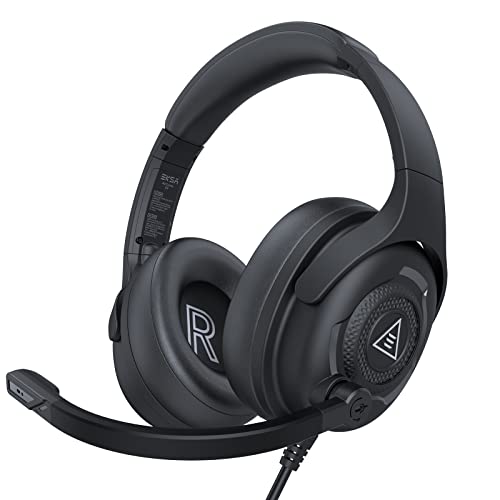EKSA Headset with Microphone for PC, Computer Headphones with Noise Cancelling Microphone, Over-Ear All Day Comfortable, Immersive Sound 3.5mm Wired Gaming Headset for Laptop/Xbox/Switch/PS4/PS5 - color: Black