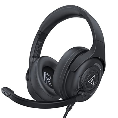 EKSA Headset with Microphone for PC, Computer Headphones with Noise Cancelling Microphone, Over-Ear All Day Comfortable, Immersive Sound 3.5mm Wired Gaming Headset for Laptop/Xbox/Switch/PS4/PS5 - color: Black