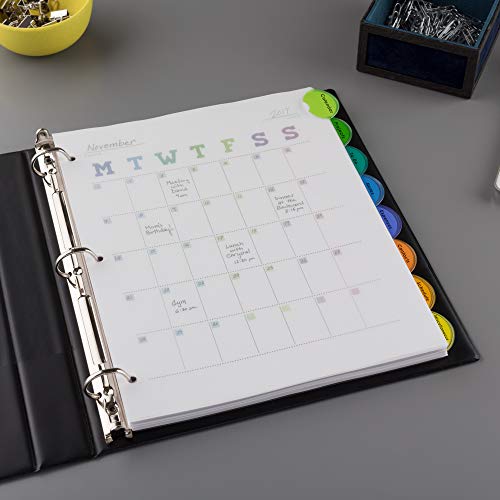 Avery® Insertable Style Edge™ Plastic Dividers for 3 Ring Binders, 8-Tab Set, Multicolor, 1 Set (11201) - size: 1-Pack, style: Dividers