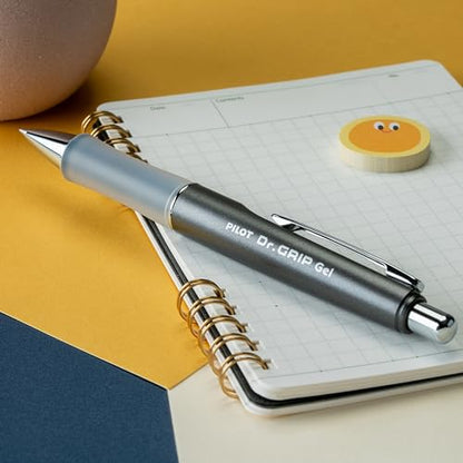Pilot Dr. Grip Limited Refillable & Retractable Gel Pen, Black, Single Pen | Ideal for School, Journaling & Office Writing - color: Gray Barrel, size: 1 Count (Pack of 1)