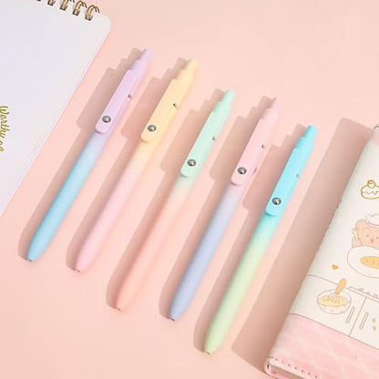 Gel Pens, 5Pcs Smooth Writing Medium Point 0.7mm Pens for Journaling, Black Ink Cute Stationary Office Desk Accessories, Aesthetic School Office Supplies for Women (5Pcs Gradient-Black Ink) - color: 5Pcs Gradient-Black Ink