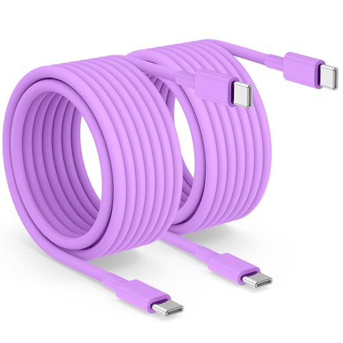 2pack 10ft USB C to C Cable, 60W Type C to Type C Fast Charging Cord for iPhone 17 16 15 Pro, Pro Max, Plus, iPad Pro, MacBook Air 13 inch, iPad Pro, Air, for Samsung Galaxy S25 and More, Purple - color: Purple, size: 10FT