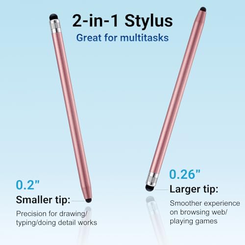 LINFANC 12Pcs Rose Stylus Pen for Touchscreen, 2-in-1 Stylus Pen for iPad | High Precision & Sensitivity, Aluminum Body, Suitable for iPad iPhone Android Smartphone Tablet Switch and All Touch Screens - color: 12 Rose Gold