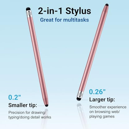LINFANC 12Pcs Rose Stylus Pen for Touchscreen, 2-in-1 Stylus Pen for iPad | High Precision & Sensitivity, Aluminum Body, Suitable for iPad iPhone Android Smartphone Tablet Switch and All Touch Screens - color: 12 Rose Gold