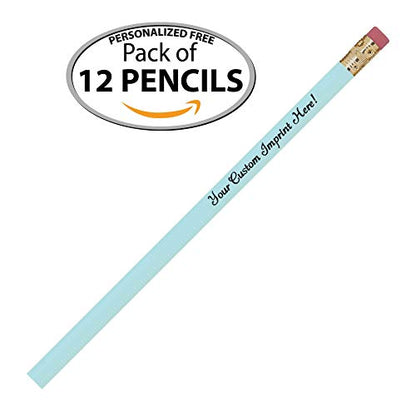 Express Pencils™ Personalized Pencils Round Custom Imprinted with your Name - Text - Logo - Message- 12 pkg - Includes Personalization - Great Gift Idea (Pastel Blue) - color: Pastel Blue