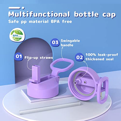 Gonfoam 16oz Kids Stainless Steel Insulated Water Bottle | DIY Stickers, BPA-free, Leak-proof, Sturdy, Keeps Cold 24h, Easy to Carry, Easy to Clean, Back to School, Gifts - color: Purple and Blue, size: 16 Ounces