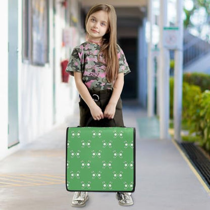Zipper Binder Bag 3 Ring File Folder Portfolio Organizer Zippered Binder Bags with Strap Fits Laptop Women Men - color: Multi-green Golf Ball