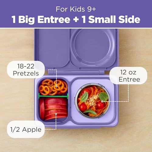 Omie OmieBox UP bento Box for Kids | Insulated Lunch Box | Leak Proof Vacuum Insulated Thermal Food jar | Cooler ice Pack | 2 Compartments (Galaxy Purple) - color: Galaxy Purple