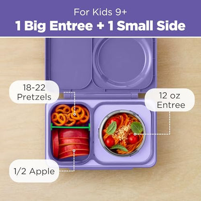 Omie OmieBox UP bento Box for Kids | Insulated Lunch Box | Leak Proof Vacuum Insulated Thermal Food jar | Cooler ice Pack | 2 Compartments (Galaxy Purple) - color: Galaxy Purple