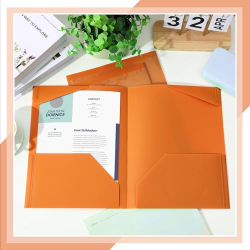 Henoyso 60 Pack Plastic Folders with Clear Front Pockets Bulk Heavy Duty File Folders with 2 Pockets and Card Slot for Student Teacher Back to School Supplies Office Presentation (Orange) - color: Orange