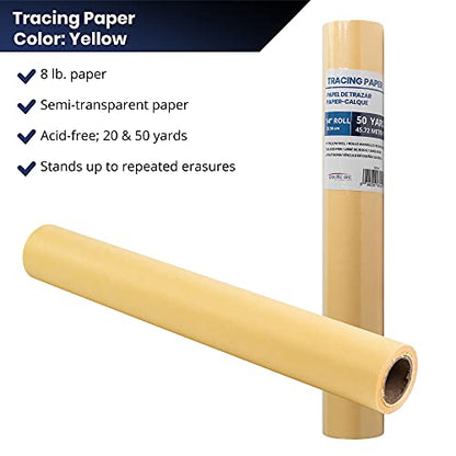 Pacific Arc Tracing Paper Roll, Yellow, 18 Inch x 50 Yard Roll - color: Yellow, size: 18 Inch x 50 Yard