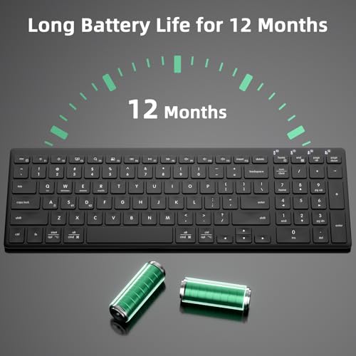 INFINMIND Wireless Ultra Slim Bluetooth Keyboard with Multi-Device Compatibility, Number Pad, Ergonomic Design, PC Computer Compact Keyboard for Windows, Mac, Laptop, Android
