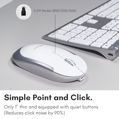 Macally Premium Bluetooth Keyboard and Mouse for Mac | Compatible Wireless Apple Keyboard and Mouse Combo (110 Keys Multi-Device Rechargeable) for MacBook Pro/Air and iMac - color: Aluminum Silver