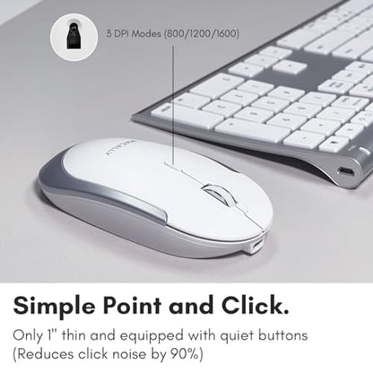 Macally Premium Bluetooth Keyboard and Mouse for Mac | Compatible Wireless Apple Keyboard and Mouse Combo (110 Keys Multi-Device Rechargeable) for MacBook Pro/Air and iMac - color: Aluminum Silver