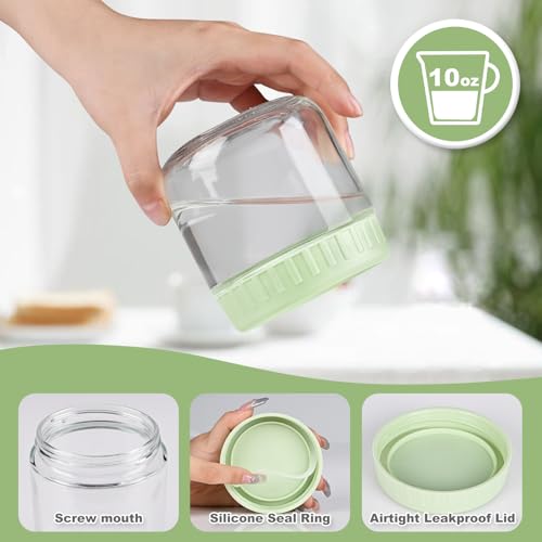 SHOWIN Overnight Oats Containers with Lids, Glass Jars with Lids 4 pcs, Candy, Wide Mouth Mason jars for Salad, Yogurt, Snacks, Meal Prep - color: Candy, size: 10&16oz-4pc
