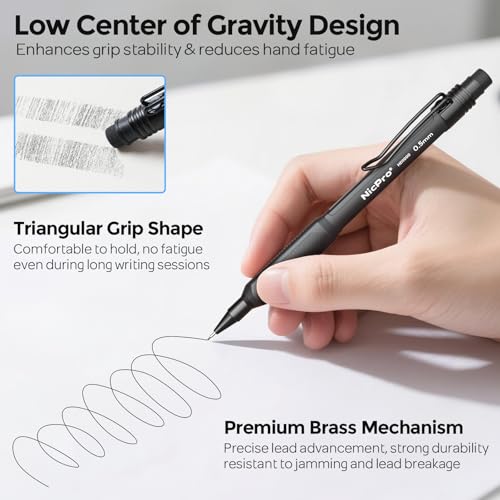 Nicpro HD1000 0.5 mm Art Mechanical Pencil Set in Case, 3 PCS Weatherproof Mechanical Pencils with 6 Tube HB Refills, Eraser, Weatherproof Barrel for Outdoor Writing Marking Drafting Drawing Sketching - style: 0.5mm(3 Pcs)