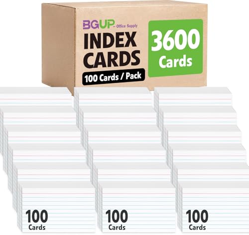 3600 PCS Index Cards Bulk, 3x5 Flash Cards for Studying, White Notecards Lined, Ruled Index Cards for School, Home and Office, 100 Per Pack, (36 Pack) - color: 36P