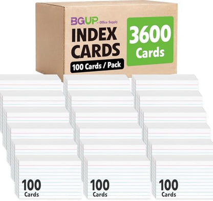 3600 PCS Index Cards Bulk, 3x5 Flash Cards for Studying, White Notecards Lined, Ruled Index Cards for School, Home and Office, 100 Per Pack, (36 Pack) - color: 36P