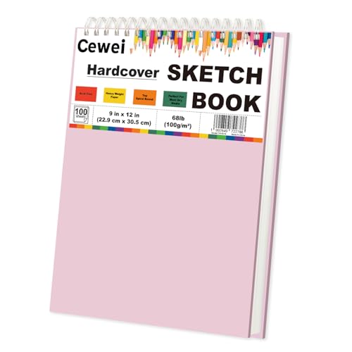 9"x12" Sketchbook Pink, 1 Pack-100 Sheets Cute Sketchbook for Girls, 68lb/100gsm Pink Sketch Book, Spiral Drawing Pad, Art Supplies for 9-12 Girls. - color: Dusty Rose, size: 9" x 12" (Pack of 1)