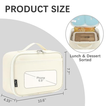 FlowFly Kids Lunch box Insulated Soft Bag Mini Cooler Back to School Thermal Meal Tote Kit for Girls, Boys, Beige - color: Beige