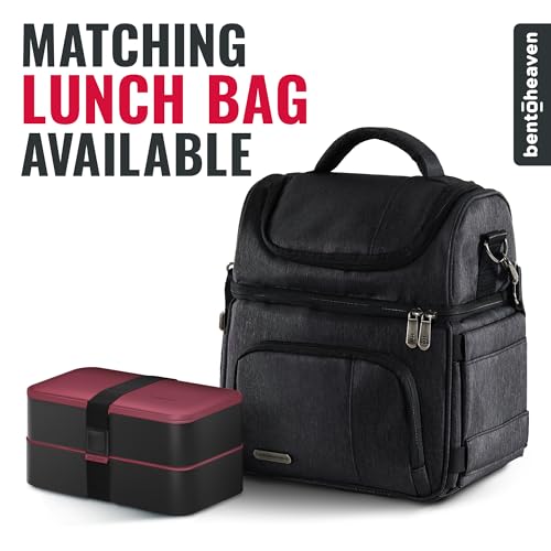 Bentoheaven Bento Box Adult, Stackable Lunch Box, 40 oz, Very Berry | BPA-free, leakproof and microwave-safe with 2 compartments, utensils, chopsticks, divider and sauce cup for men and women. - color: Very Berry