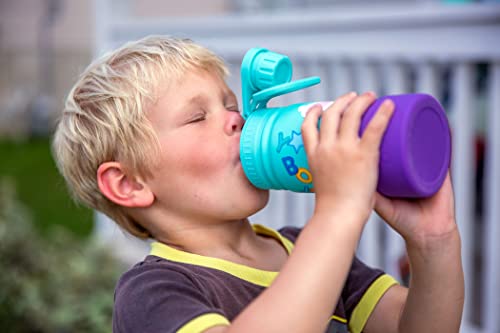 CHILLOUT LIFE 12oz Kids Insulated Stainless Steel Water Bottle with Leak Proof Spout Lid & 144 Stickers - color: Caribbean Lily, style: 12 oz