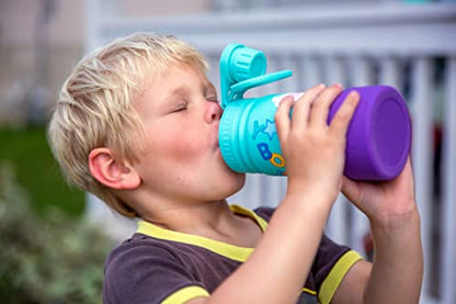 CHILLOUT LIFE 12oz Kids Insulated Stainless Steel Water Bottle with Leak Proof Spout Lid & 144 Stickers - color: Caribbean Lily, style: 12 oz
