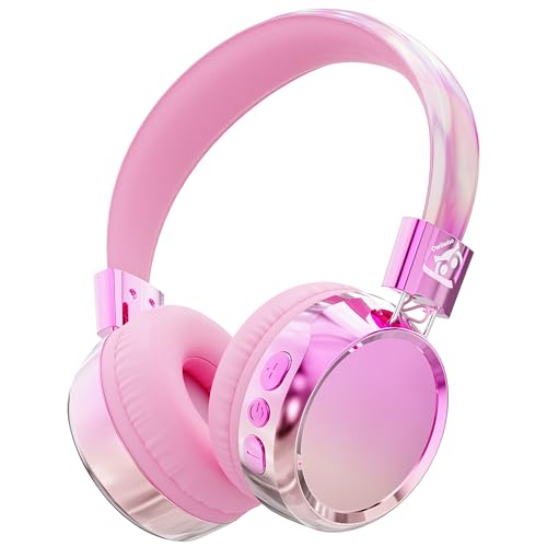 Owliwise Kids Bluetooth Headphones, 74/85dB Volume Limited, 60H Playtime, Built-in Mic, Fast Charging, Bluetooth 5.4, Foldable Toddler Wireless Over-Ear with AUX Cord, for iPad/Tablet/Airplane - color: Pink
