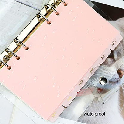 Koqye 12PCS Pink Personal Dividers with 6 Blank Tabs & Planner Stickers | 3.75" x 6.75", Plastic Side Tab Dividers Refillable Page Protectors for 6-Ring Binders, Planner, Agenda - color: Pink - 2set