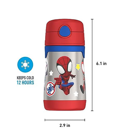 THERMOS Vacuum Insulated Stainless Steel 10oz Straw Bottle, Spidey and His Amazing (Pack of 3) - color: Spidey and His Amazing, size: 10 Ounces (Pack of 3)