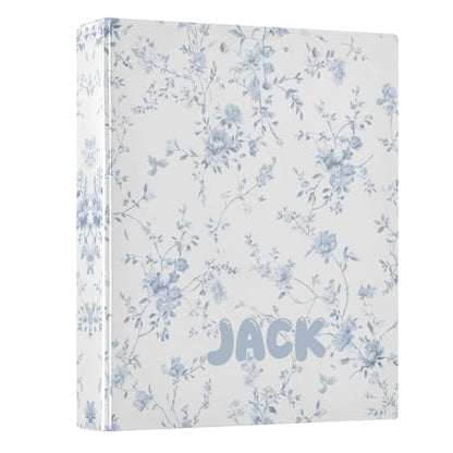 Custom 3 Ring Binder Blue Floral Pattern Print 1.5" Round Ring Binders Personalized Name View Binder with 200 Sheet for School Supplies Women Men Office, 1 Pack - color: Custom Blue Floral Pattern Print