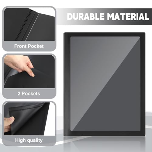 Teling 24pcs Heavy Duty Plastic Folders with Front Clear Pocket, 3 Prongs and 2 Pockets, Fit Letter-Size Paper Folders with Card Slot, for School Office Supplies Back to School Gifts (Black) - color: Black